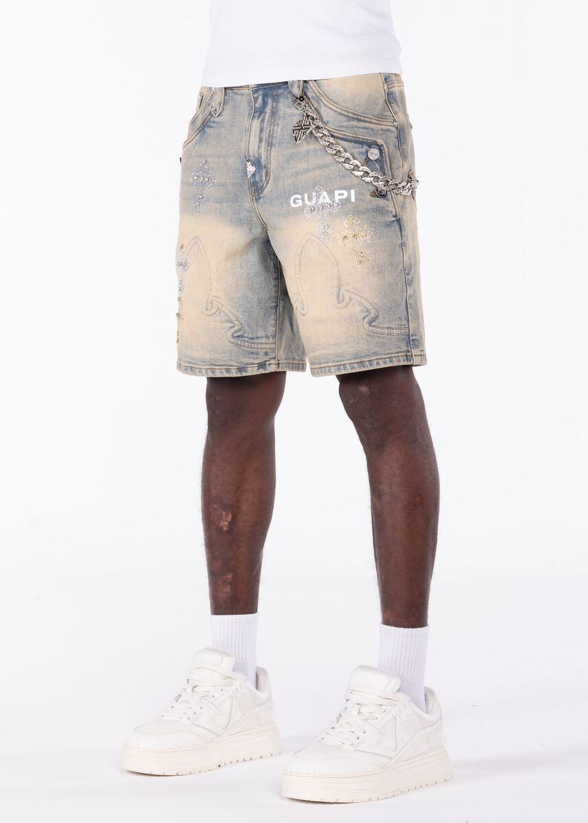 GUAPI / FADED CROSS DENIM SHORTS | HOLICK