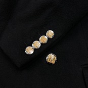 カシミヤ100% MONSIEUR by GIVENCHY ムッシュ バイ ジバンシィ 金ボタン ダブル テーラードジャケット L~XL程度/ブラック/ビンテージ