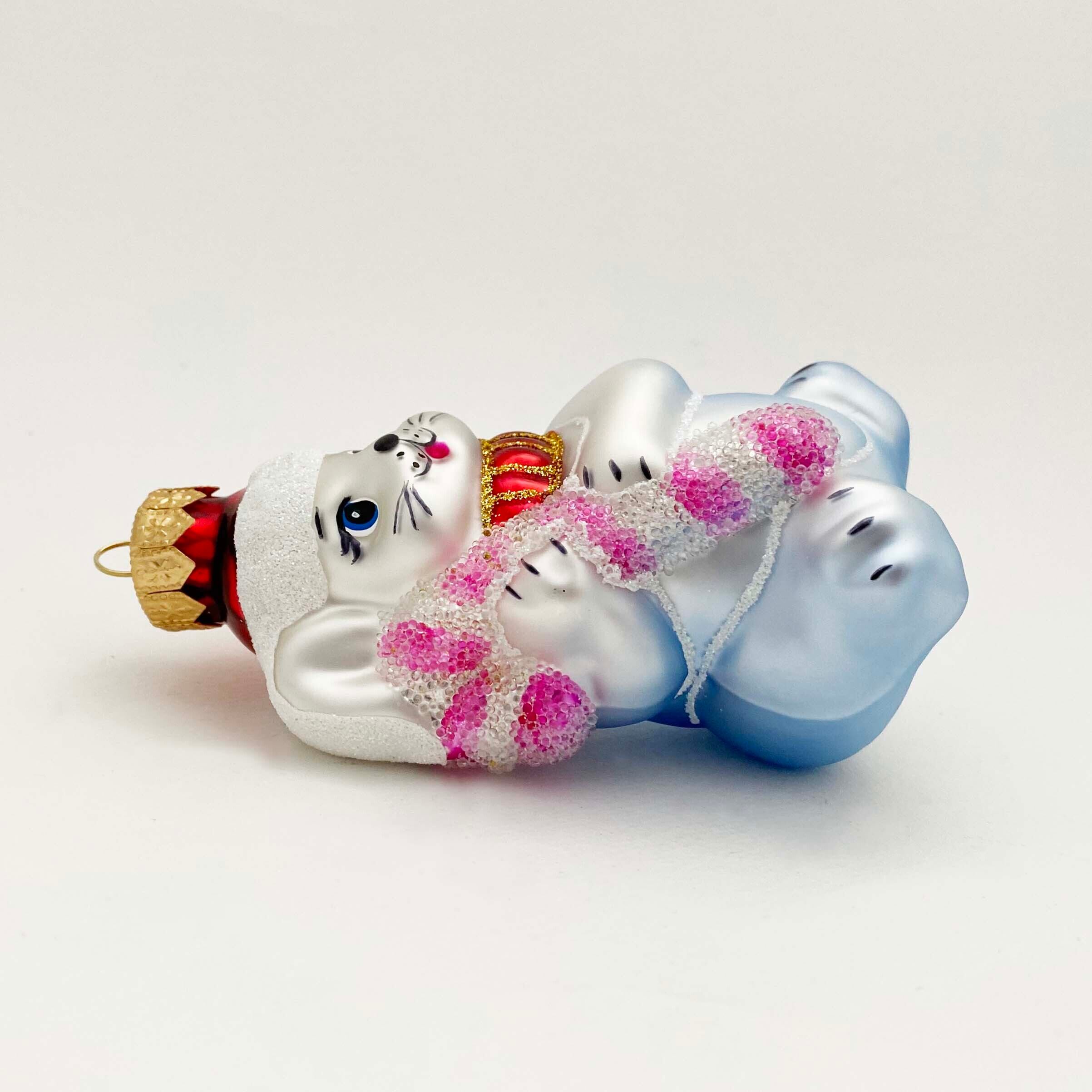 ウクライナ製 ガラスオーナメント（ステッキを持った猫）