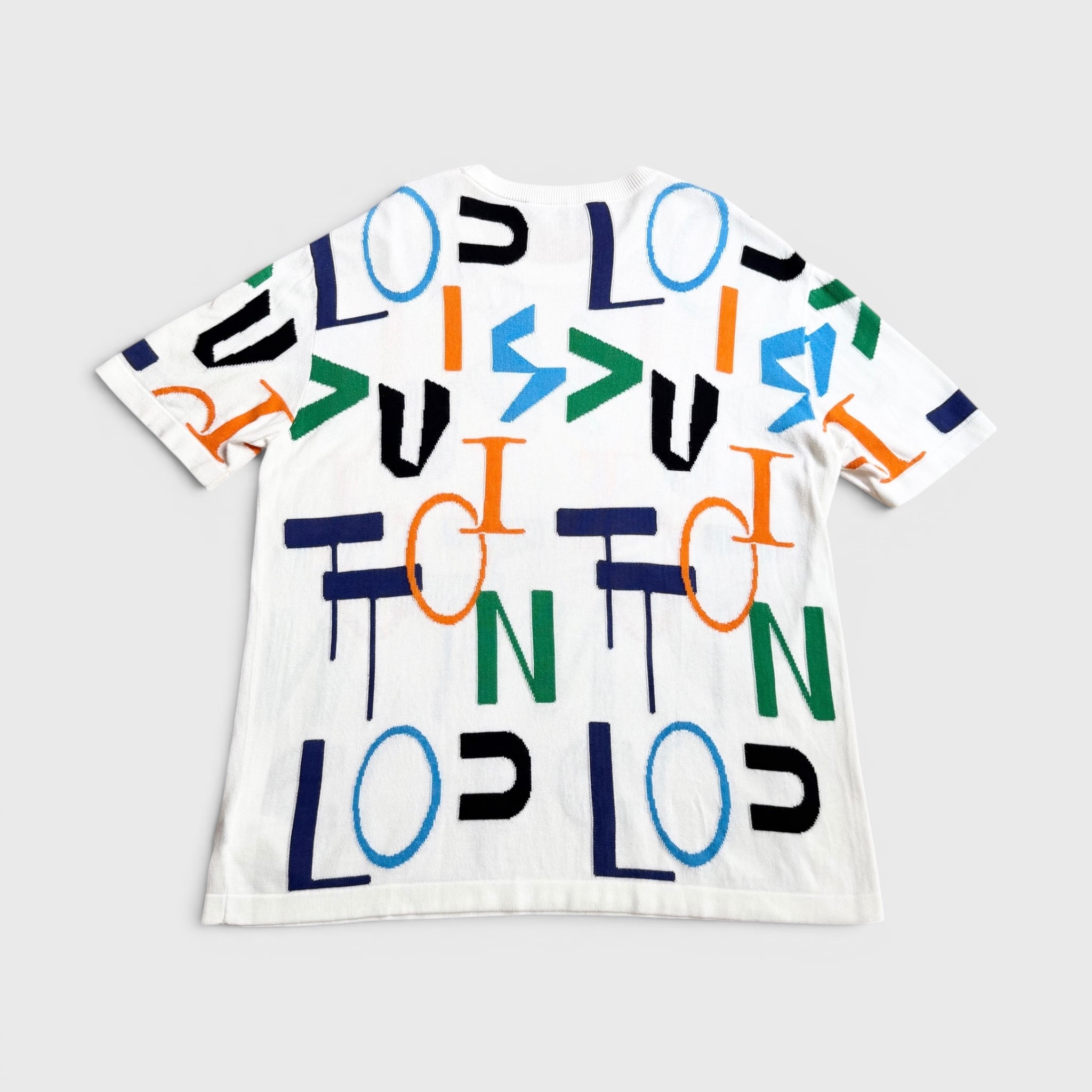 美品 ルイヴィトン エレクトリック インターシャ ニット Tシャツ ホワイト LOUIS VUITTON エレクトリック インターシャ ニット Tシャツ ホワイト