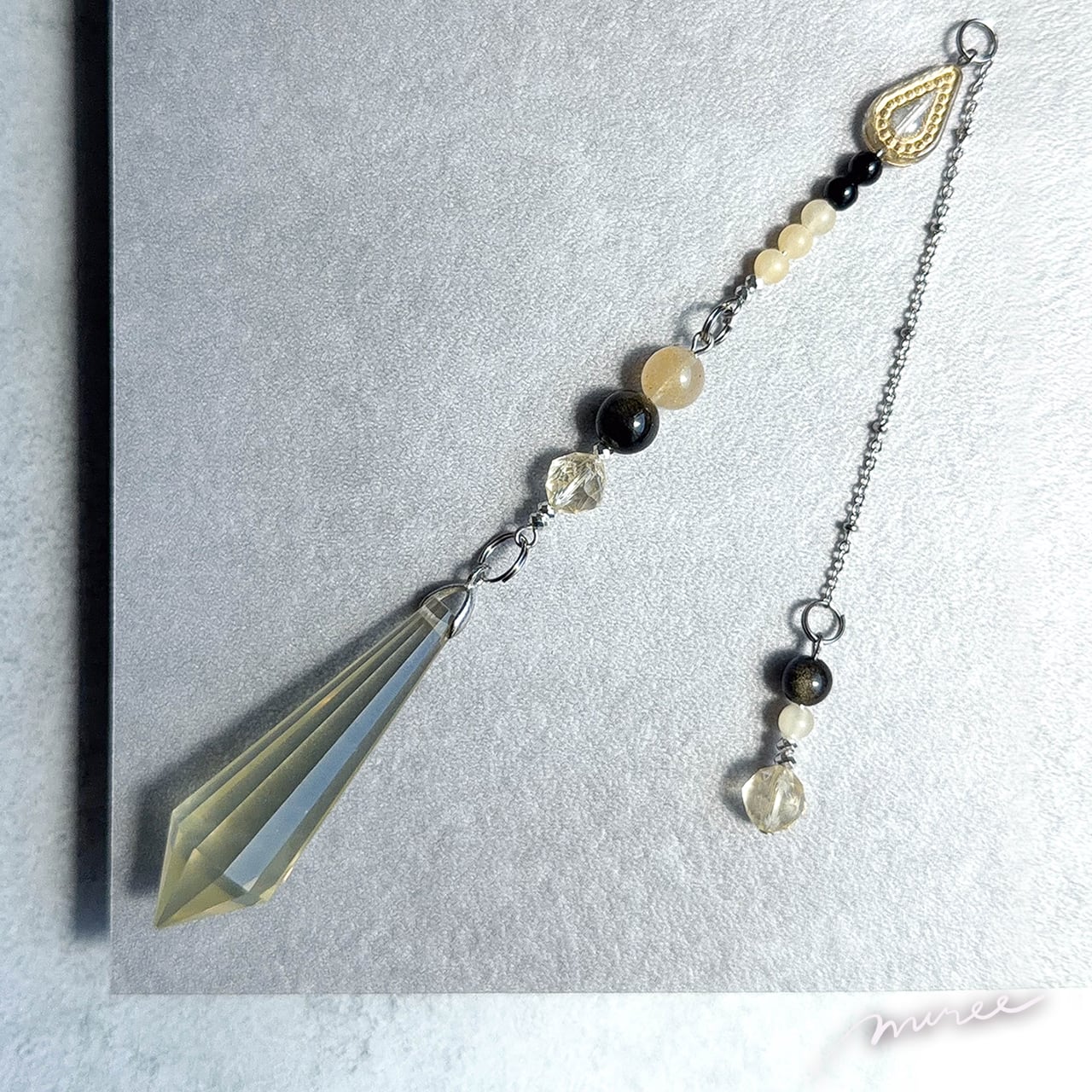 人生を楽しみながら豊かさを広げるペンデュラム【シトリン×ゴールデンオブシディアン】citrine pendulum