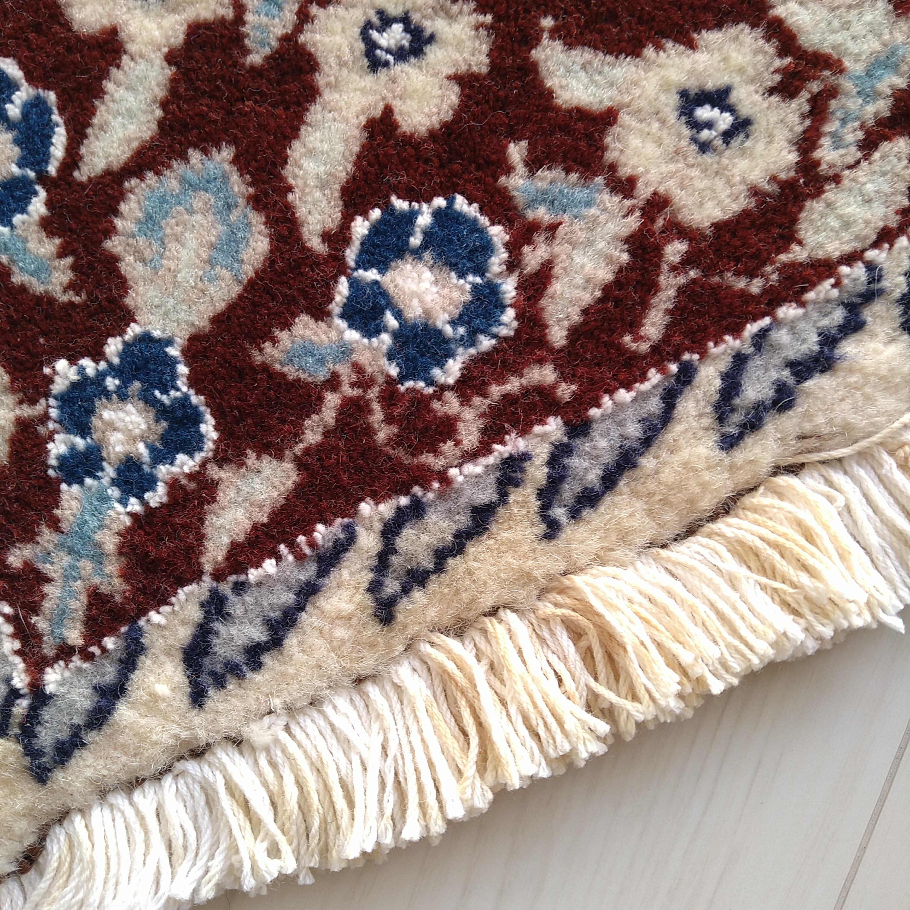 Heart Mini Persian Rug Approx 34x33cm Brown Base ペルシャ