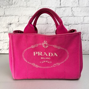 PRADA プラダ カナパ 三角ロゴ キャンバス トートバッグ ピンク A-12713
