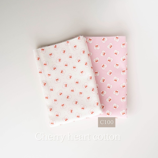 (即納)Cherry heart cotton チェリーハートコットン 　韓国生地 子ども服 犬服