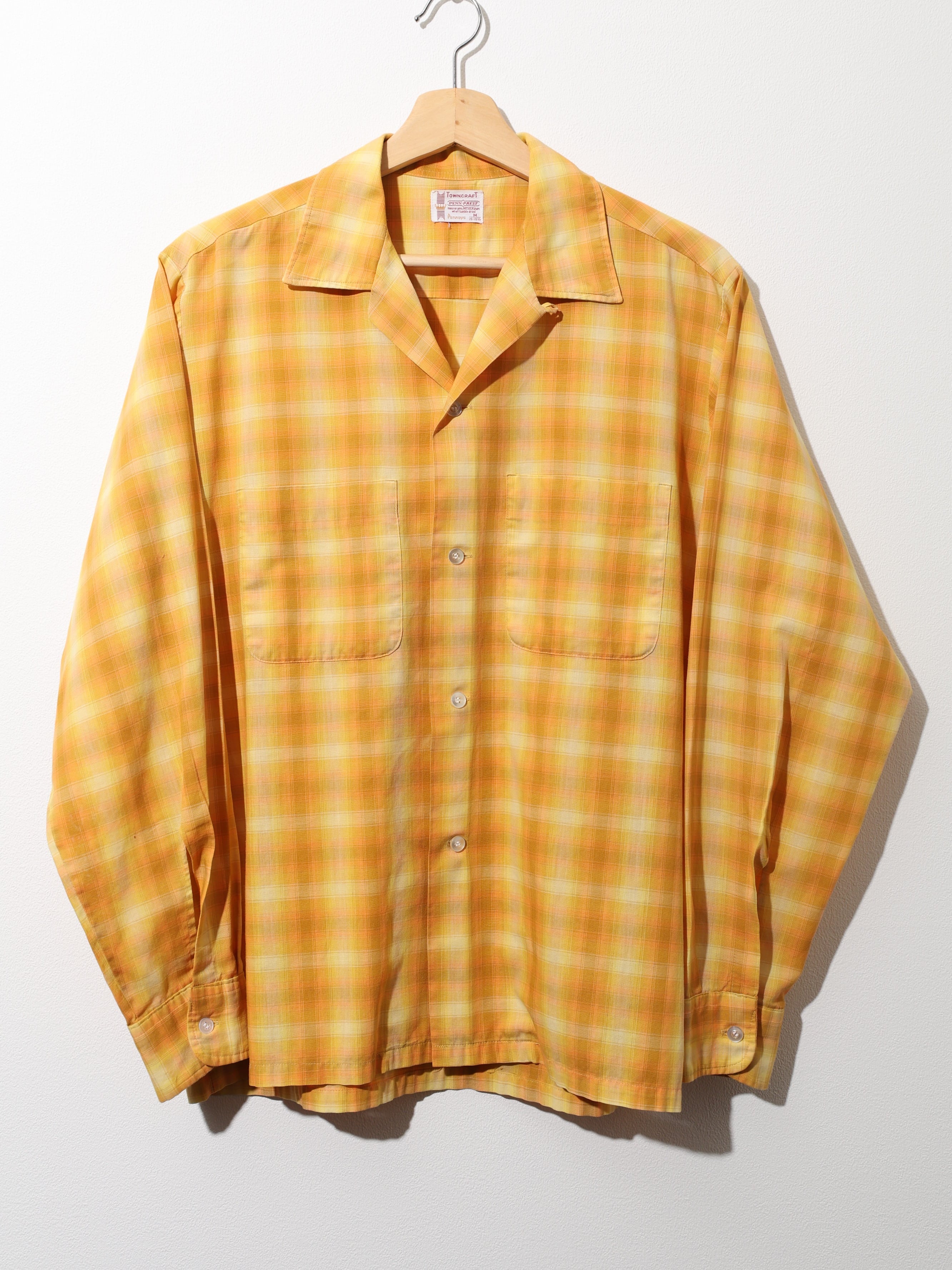 60s〜70s　Towncraft 長袖シャツ M M 70s Towncraft タウンクラフト コットンポリ 長袖チェックシャツ