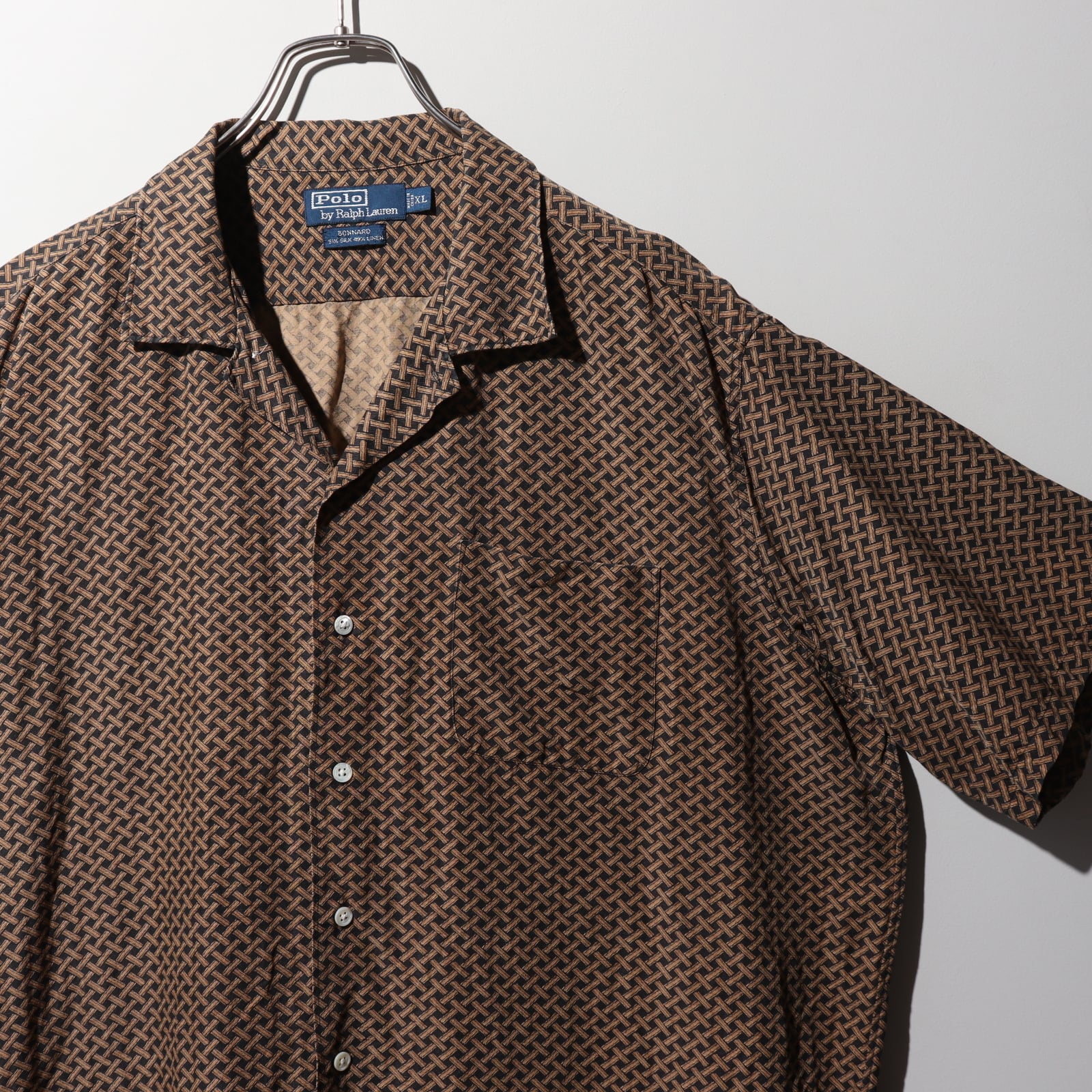 極美品 XL Bonnard 黒 総柄 ポロラルフローレン 半袖シャツ ブラック  