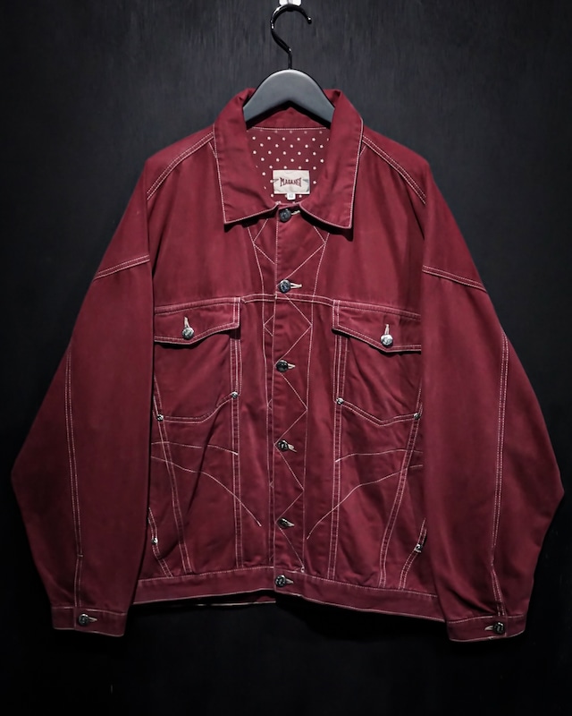 【WEAPON VINTAGE】Vivid  Red Color Vintage Loose Denim Jacket