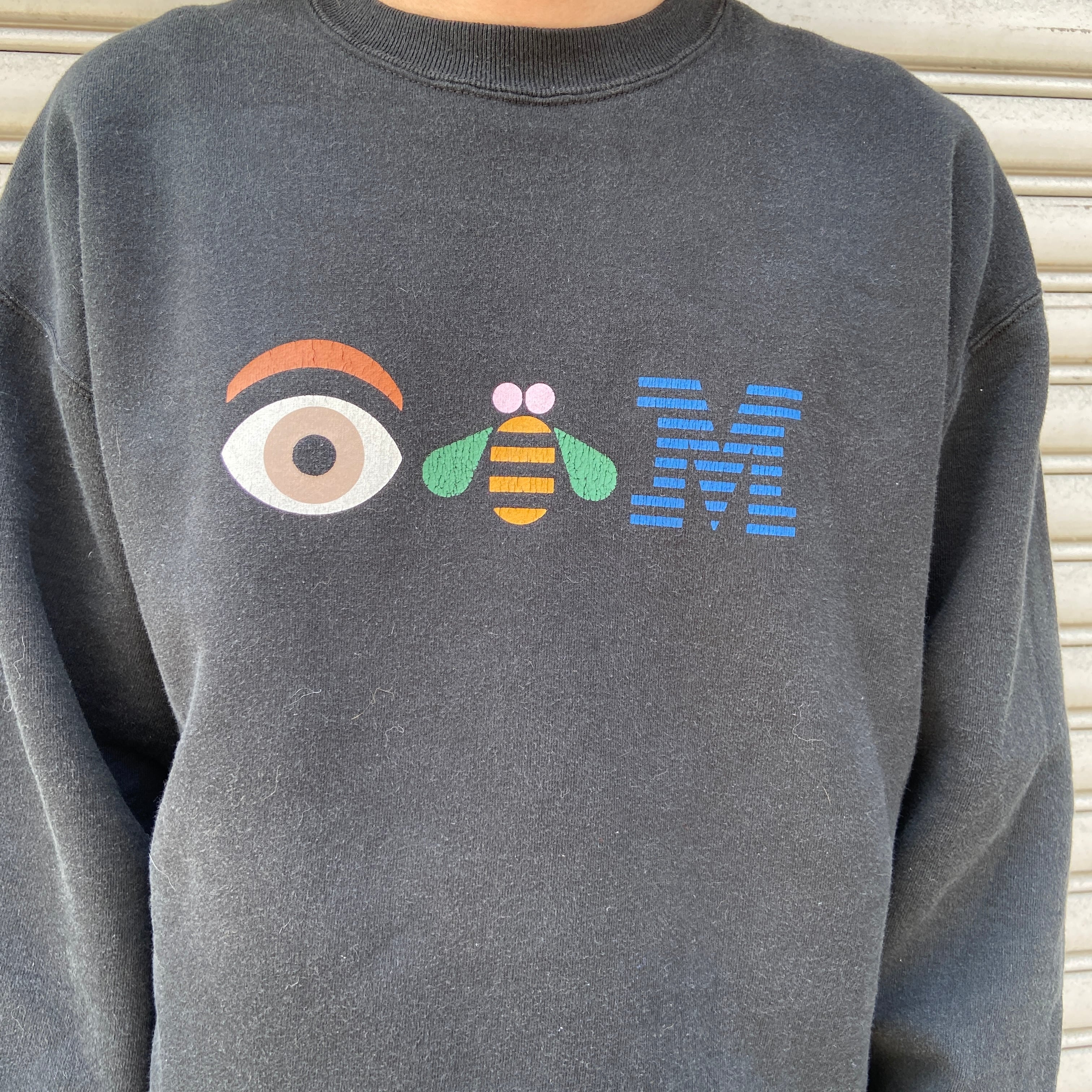 送料無料』90s USA製 IBM企業ロゴプリントプルオーバースウェット