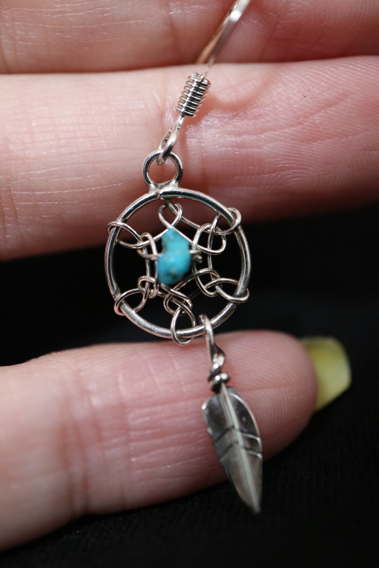 ナバホ族 ドリームキャッチャーターコイズピアス