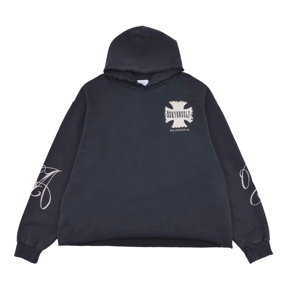 ASKYURSELF】RAW AY CROSS HOODIE | AYIN