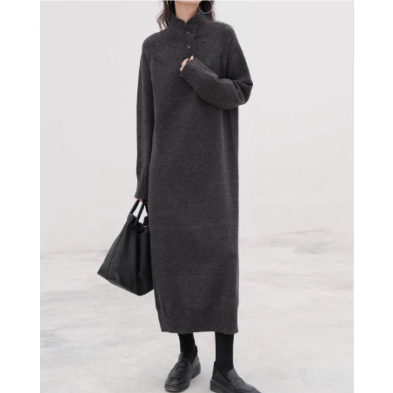 タートルネックニットワンピース a0231