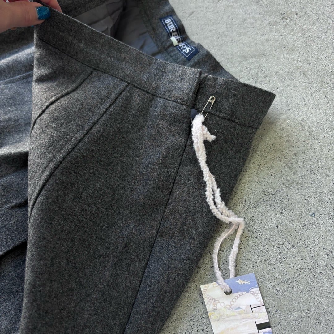BURBERRY / pleats skirt バーバリー ウール プリーツスカート グレー