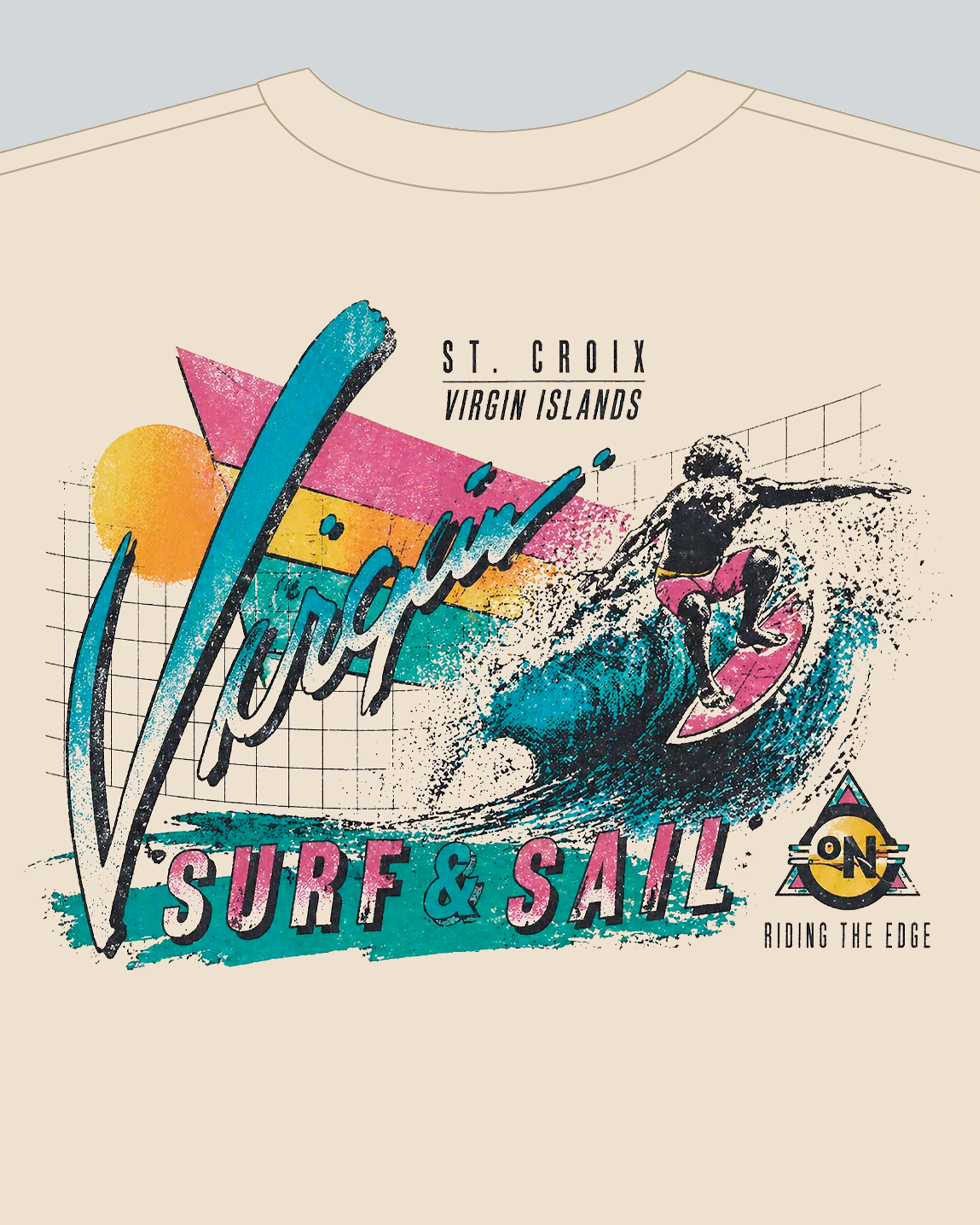 fictional souvenir T-shirt ~セント・クロイ島(St. Croix)「Virgin SURF & SAIL」~