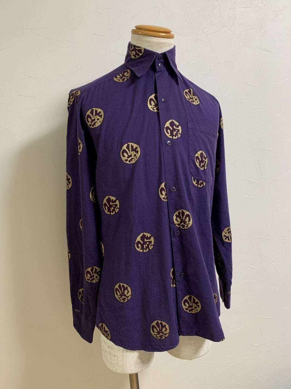 Bi-Color Patterned Design Long Sleeve Shirt "agnès b."