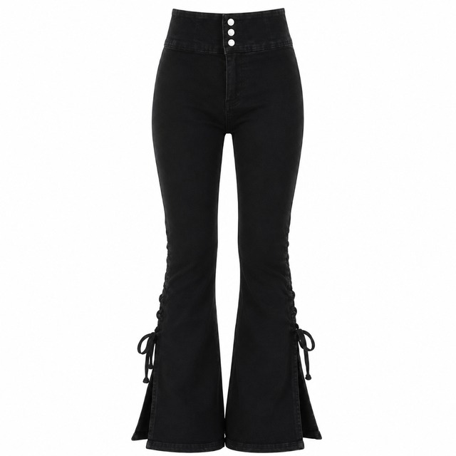 Lumignon original ♥ LL ribbon flare denim p 【ブラック】