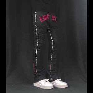 2COLOR/ELDOLADO flare cross line paint pants【ES069】