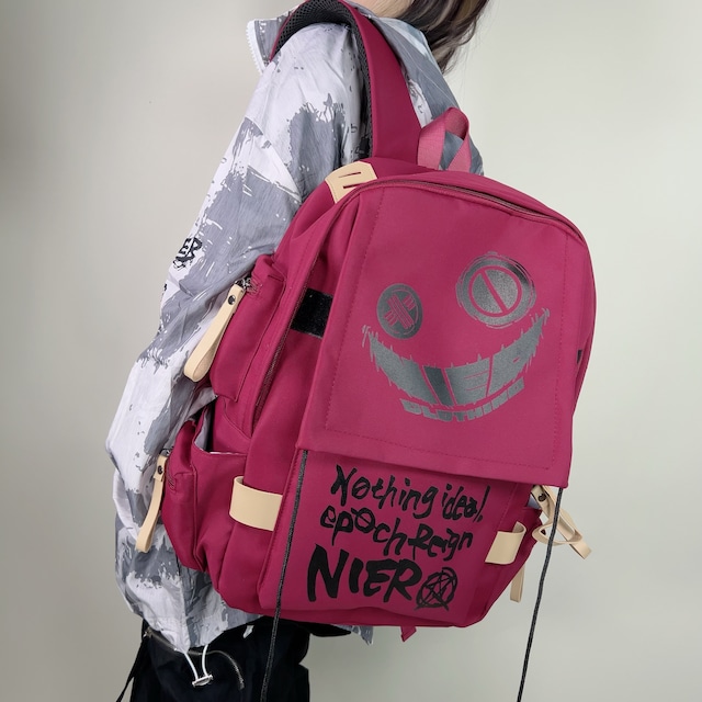 13POCKET BURGUNDY大容量BACKPACK【FACE LOGO】