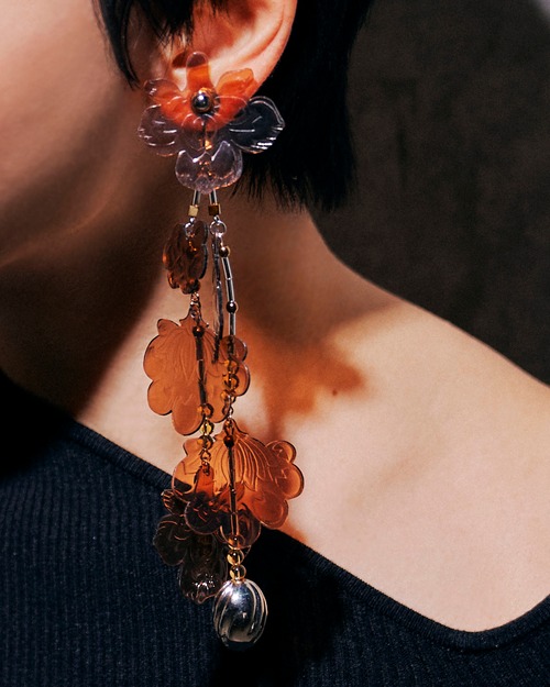 405-01 drop / col. brown  /  orchid & vintage beads earrings