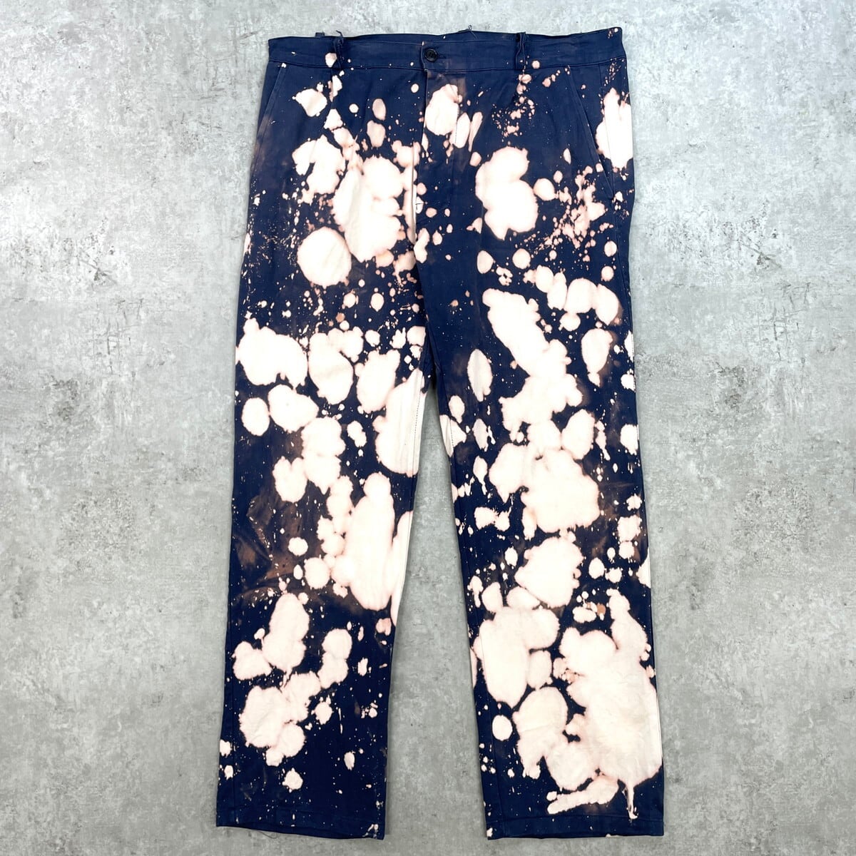 C.F.B. S.p.A. リメイク ブリーチ スプラッター タイダイ ユーロ ワークパンツ メンズW36-37相当  古着 リメイク 総柄 紺色 イタリア製 リメイク ブリーチ スプラッター タイダイ ユーロ ワーク