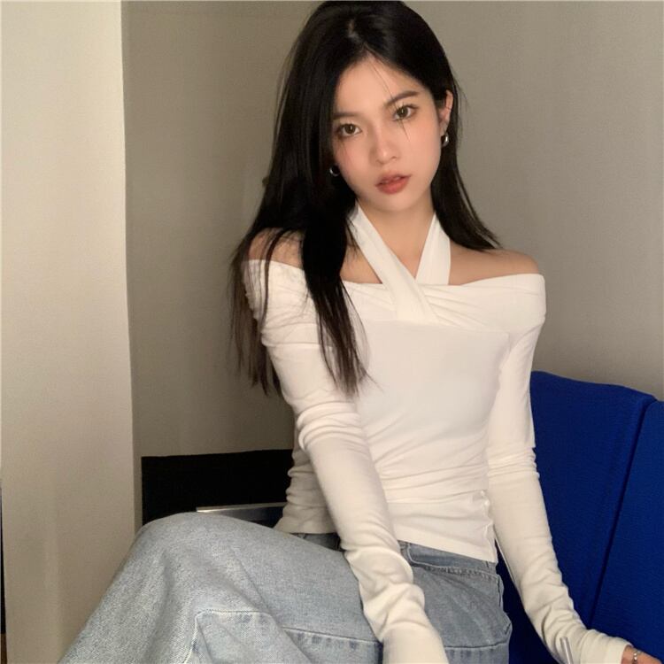 レッドスタイルTシャツ オータムスリムストラップレストップス ロング ストリート 秋物 モンロー76823070940