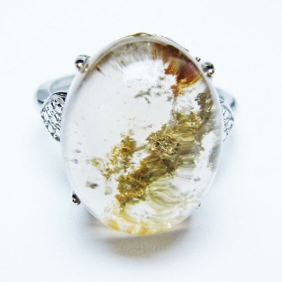 ガーデンクォーツ 指輪 ガーデン水晶 リング フリーサイズ 15号 一点物 メール便可 [M便 1/20] 115-6949