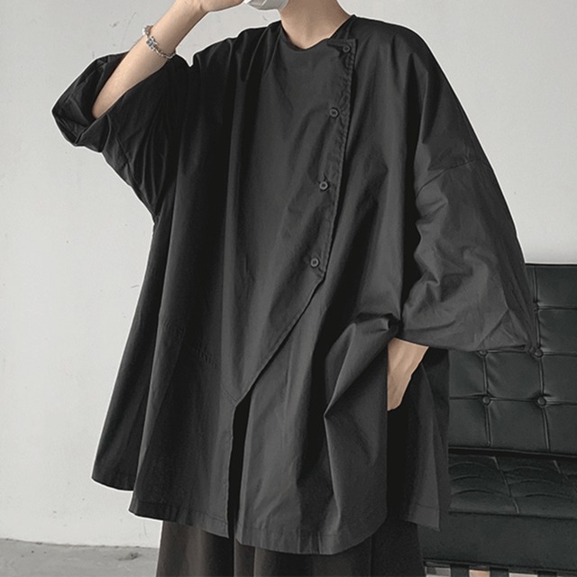 Irregular 3/4 Sleeve Oversized Shirt(MT1124)