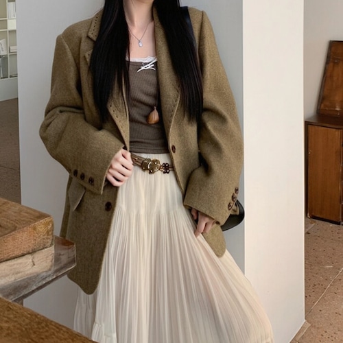 縁ステッチミディアム丈ジャケット ・9541