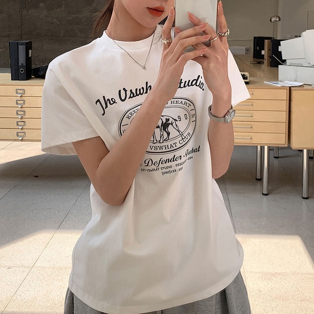 ドーベルマングラフィックプリントTシャツ 3col   R00135