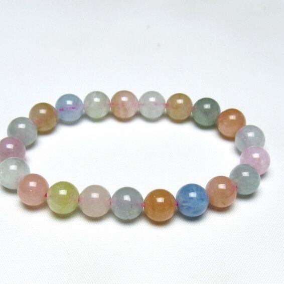 ミックスカラーベリル ブレスレット 9mm 一点物 メール便可 [M便 1/10] 111-48889