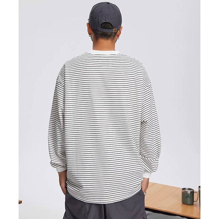 ★COLOR CONTRAST STRIPE SHIRT TOP　　　A0737