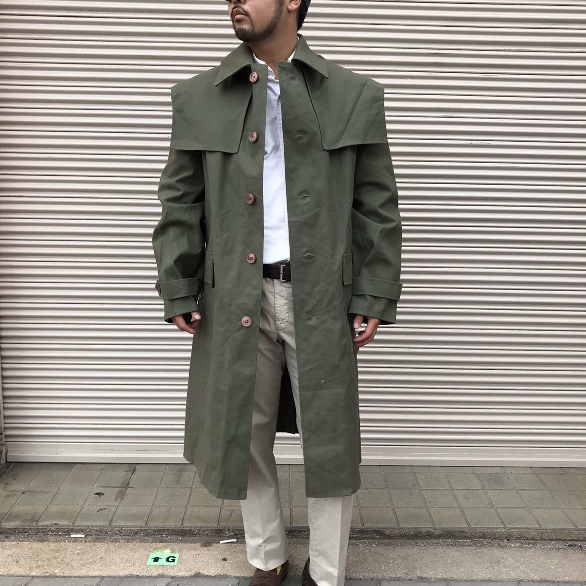 貴重 60s デッドストック ハンガリー軍 実物 ゴム引き フロックコート