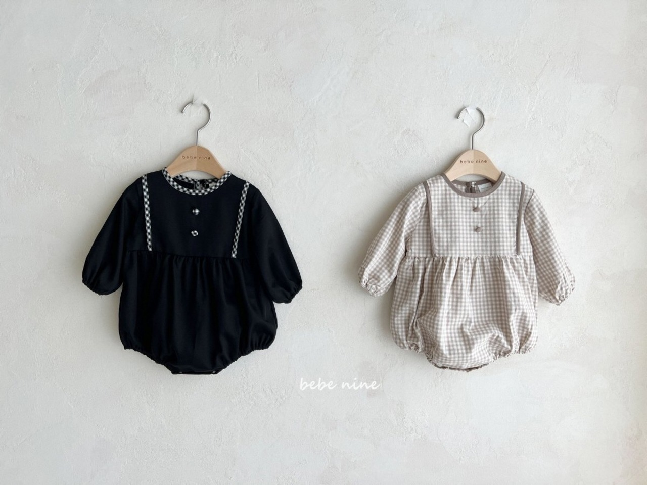 【bebe nine】ベビーアンバースーツ ブラック 70〜90cm 240847 - 11