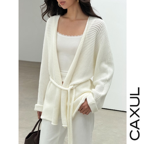 Belted Low Gauge Knit Cardigan/2color