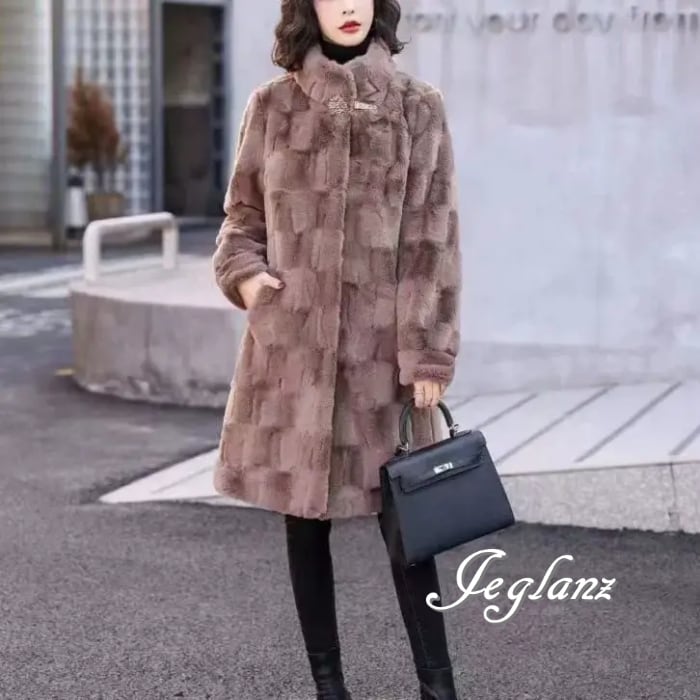 2色 ファー エコファ コート チェック柄 ボタン 大きいサイズ ♪(MB403)φ