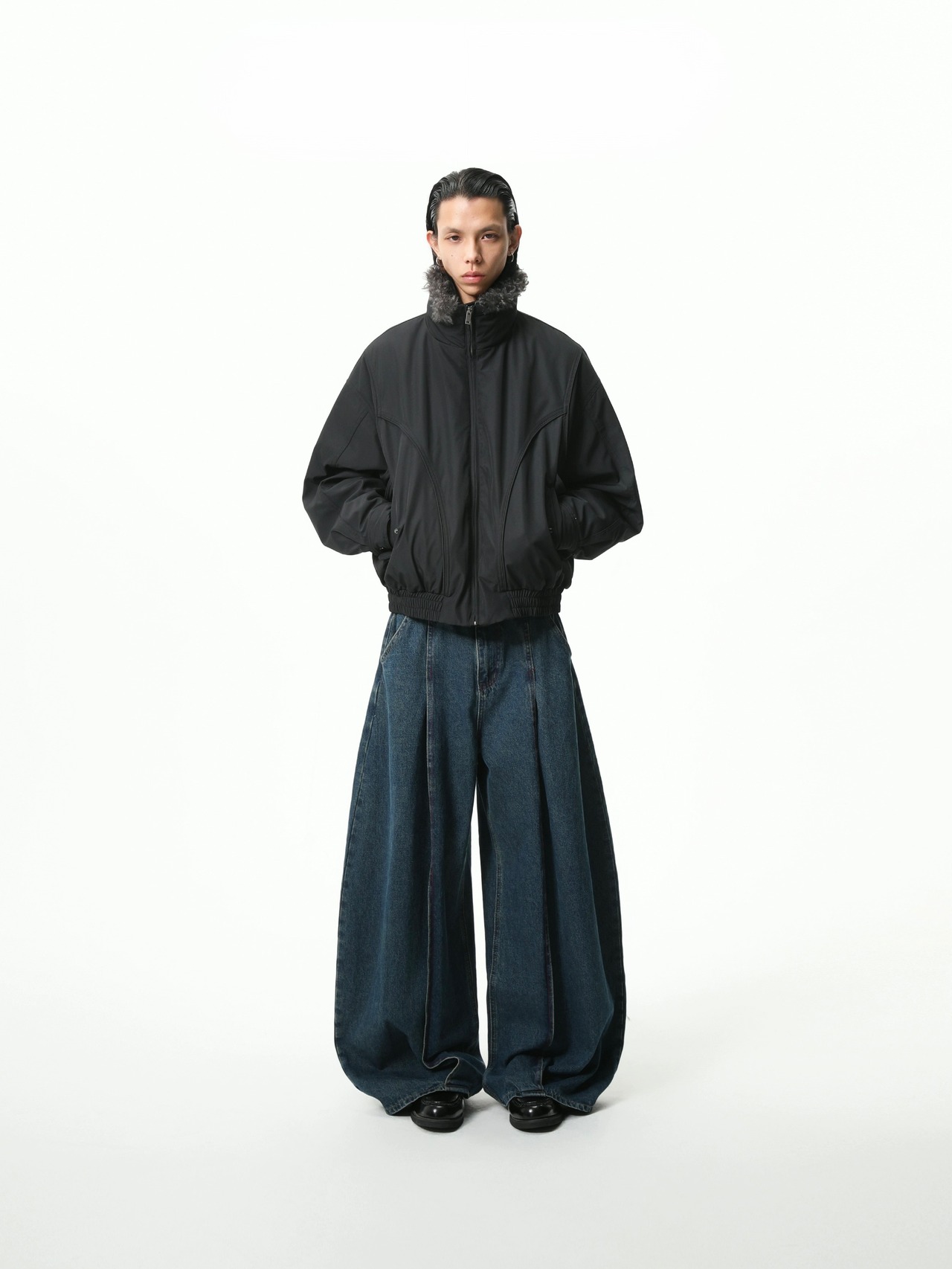 BOOGOOVOGUE Wolf Fur Collar Down Bomber