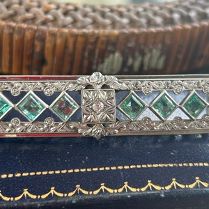 アンティーク　SPNに天然エメラルド.ダイヤの帯留め