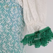 フラメンコ 衣装 ワンピース ドレス レース 緑 青 高級感 フリル ボランテ ダンス パーティ 発表会 ホワイト系 グリーン系 おしゃれ 可愛い エレガント ステージ衣装 ダンス衣装 レディース ふんわり レトロデザイン