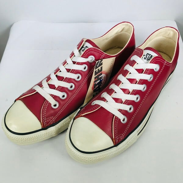 90's CONVERSE コンバース ALL STAR LOW オールスターロー レザースニーカー RED LEATHER レッド 赤  デッドストック NOS US8 USA製 希少 ヴィンテージ | agito vintage powered by BASE