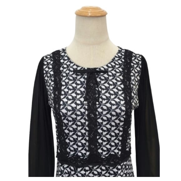 スーパービューティー ワンピース 袖パワーネット モノトーン 2526006