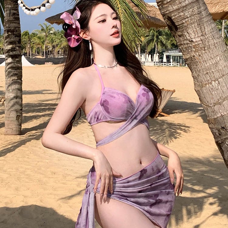 3点セット】ビキニ水着三角ビキニ花柄ホルターネックセクシー海ビーチ