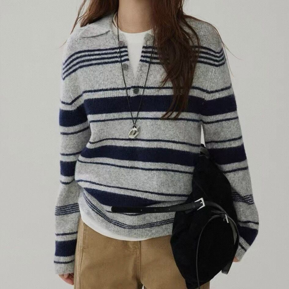 Striped Polo Knit PL0029