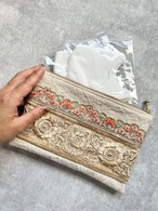 the flower    インド刺繍　フラットポーチ 　