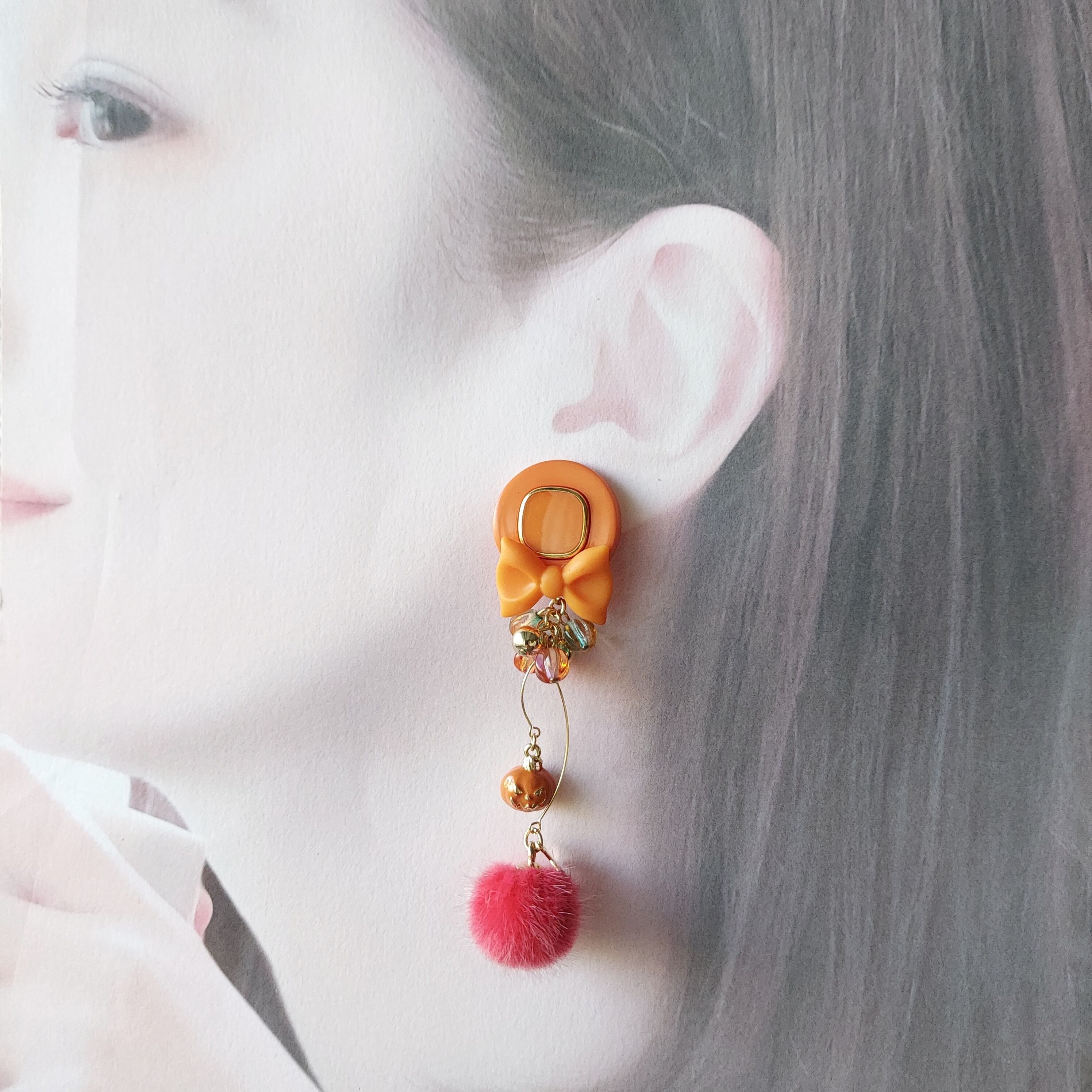 ピアス or イヤリング 変更可】【コロコロミニカボチャ&レッド  