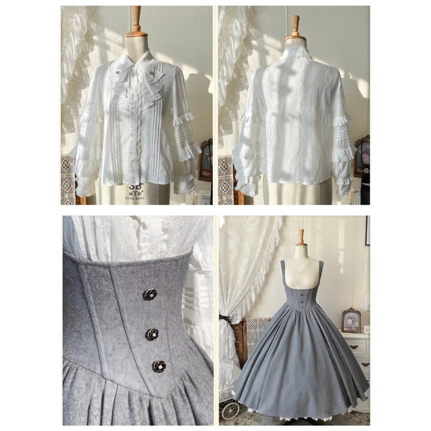 クラシックロリィタ系ケープ付きジャンパースカート コルセット風