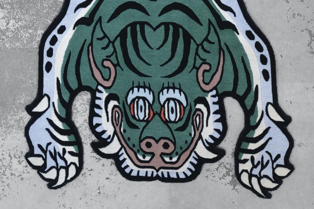 Tibetan Tiger Rug 《Mサイズ•ウール・オリジナル2・フォレストグリーン286》チベタンタイガーラグ