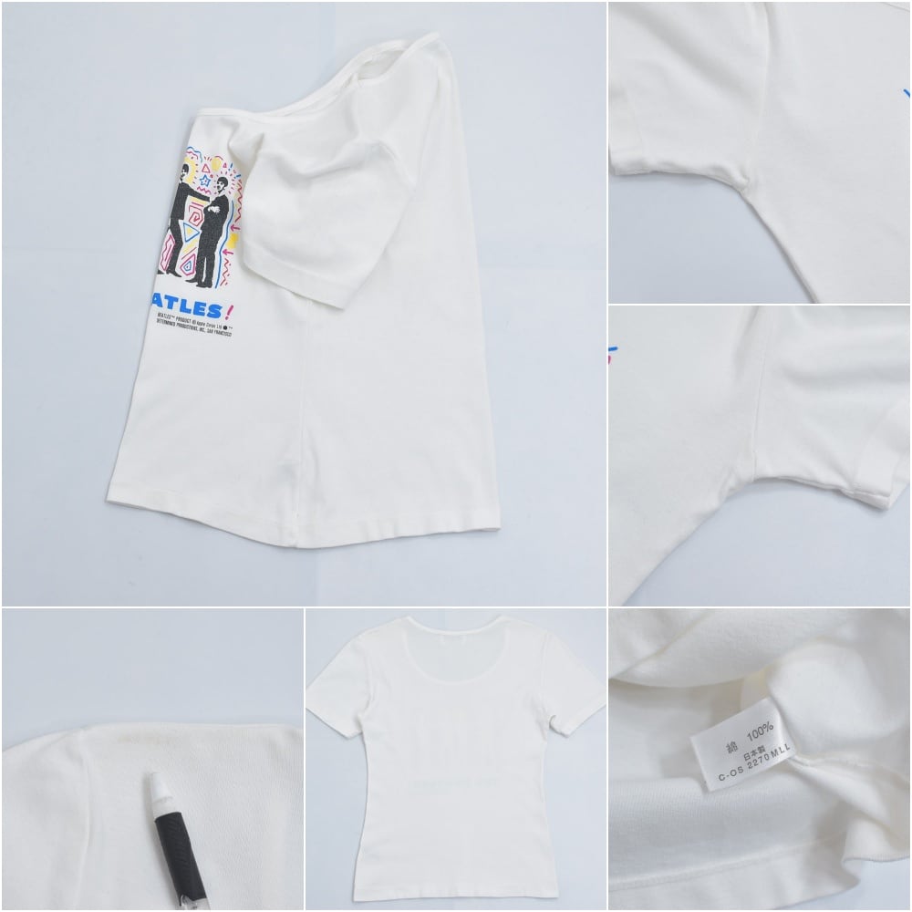 90s～ 日本製 THE BEATLES ビートルズ プリント テレコ Tシャツ