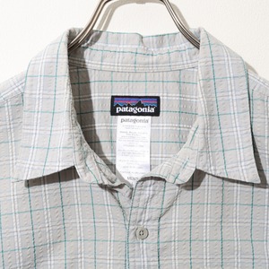 L 14年 グレー Puckerware Shirt Patagonia パッカーウェアシャツ パタゴニア  シアサッカー
