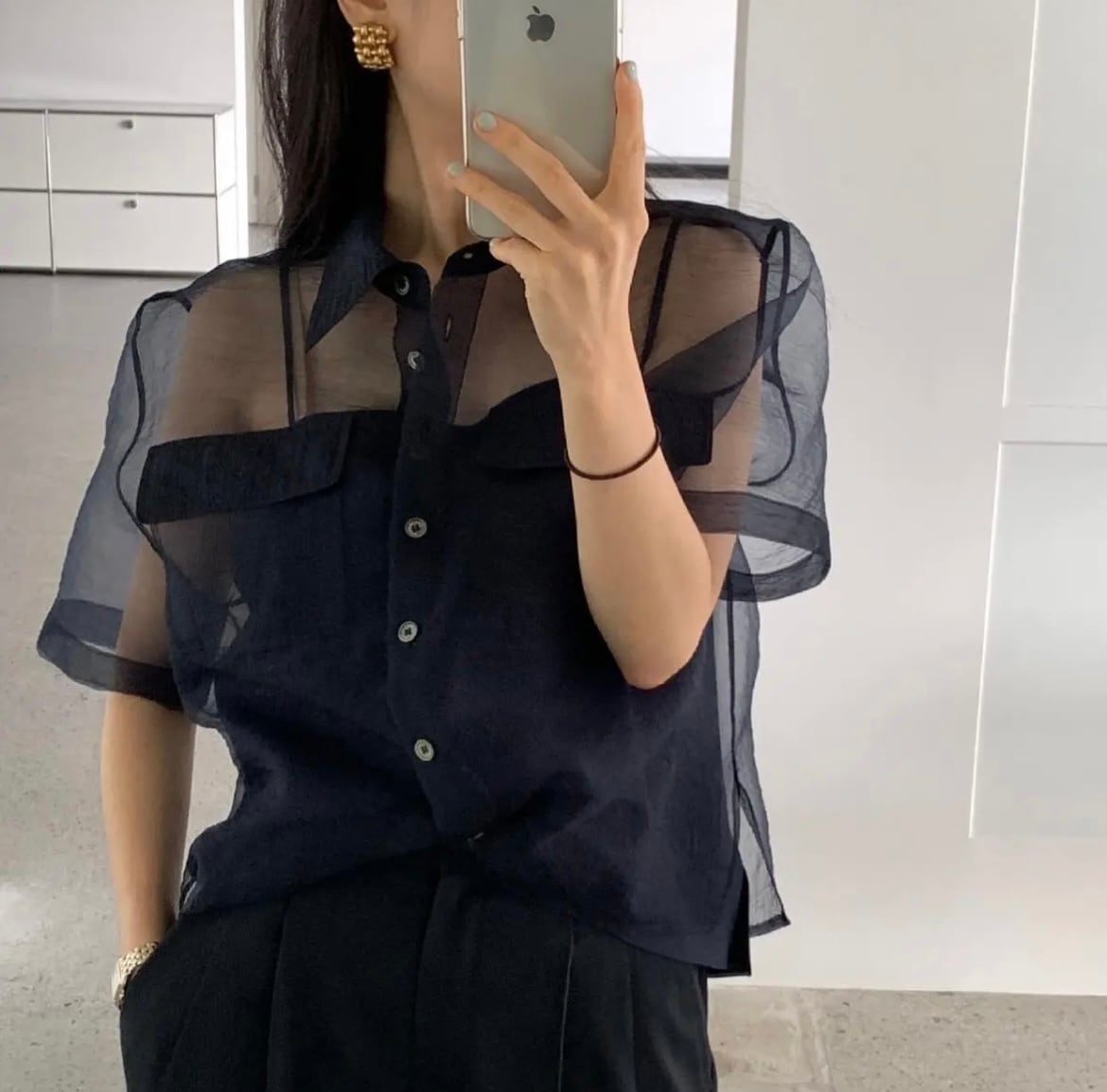 【2color】シアーシャツ