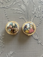 Japanese Vintage デッドストック 西洋画柄の小物入れとメガネチェーン シルバー/ゴールド 丸型 ディスプレイ インテリア