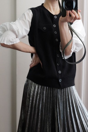 knit combi shirt black